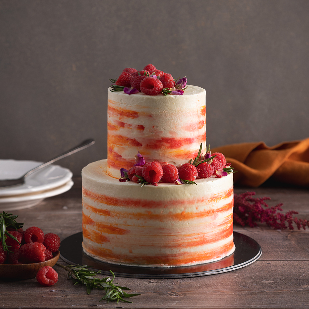 2 Tier Raspberry Vanilla Rose Cake